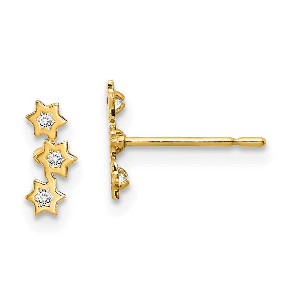 14k Yellow Gold Madi K Children's Kids Girls Jewelry Stars Cz Earrings